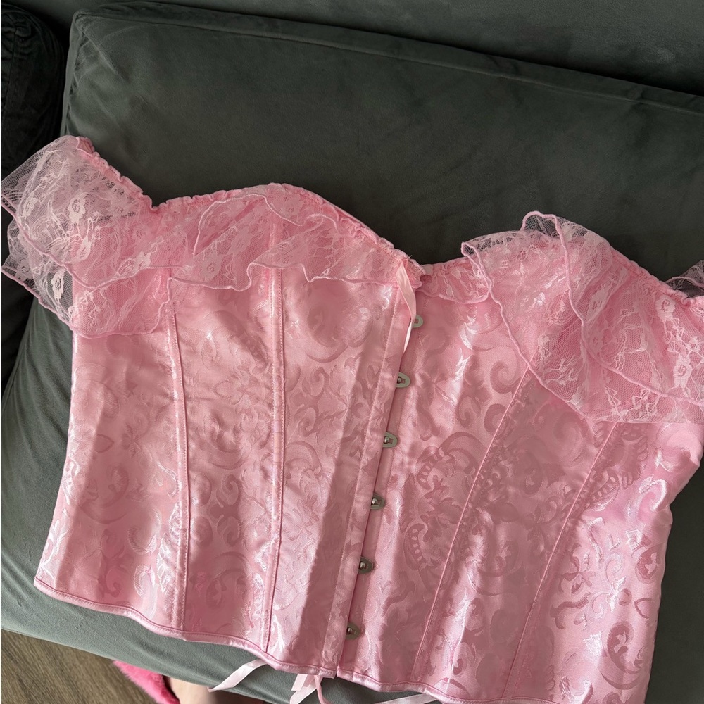 Fashion Nova Pink Lace Blouse